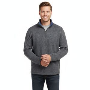 Woolrich Pullover Sweater Mens XL Gray Knit Long Sleeve 1/4 Zip Angler